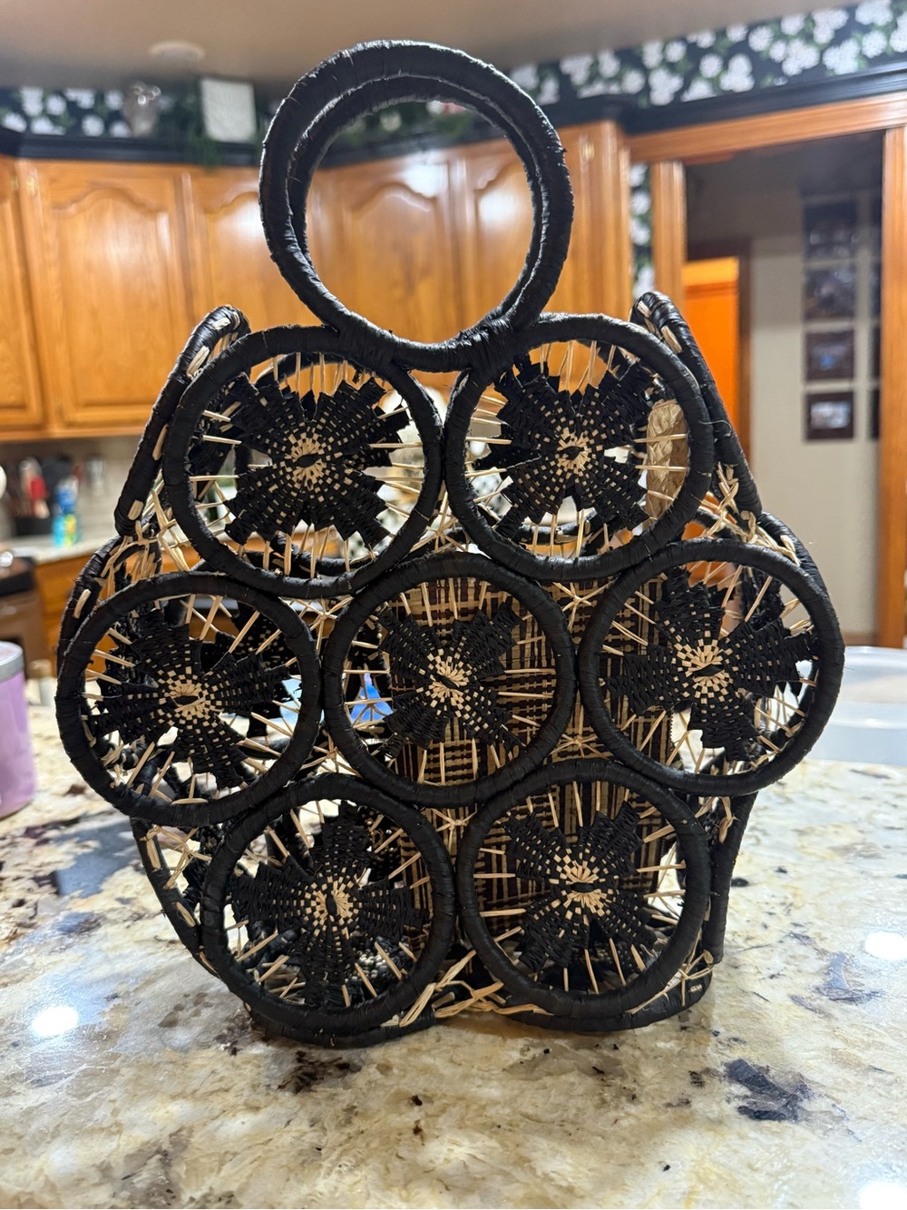 Hand Woven Mini Bag in Black and Natural